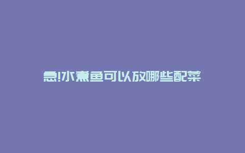 急!水煮鱼可以放哪些配菜