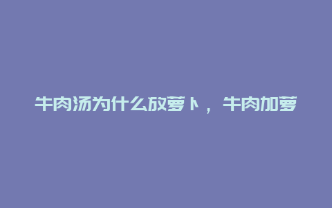 牛肉汤为什么放萝卜，牛肉加萝卜烧汤