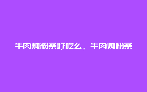 牛肉炖粉条好吃么，牛肉炖粉条用什么牛肉