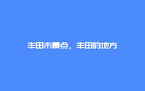 丰田市景点，丰田的地方