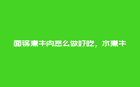 面锅煮牛肉怎么做好吃，水煮牛肉面的家常做法