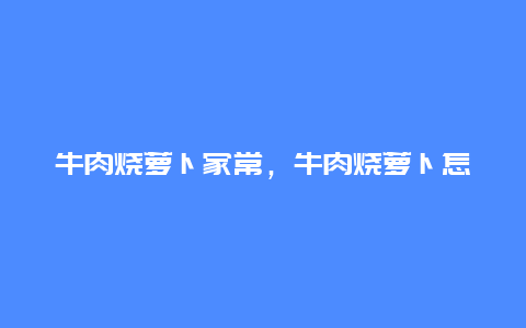 牛肉烧萝卜家常，牛肉烧萝卜怎么做