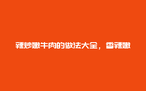 辣炒嫩牛肉的做法大全，香辣嫩牛肉的做法