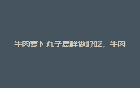 牛肉萝卜丸子怎样做好吃，牛肉馅萝卜丸子的做法