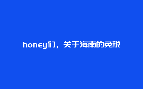 honey们，关于海南的免税店买东西的流程？