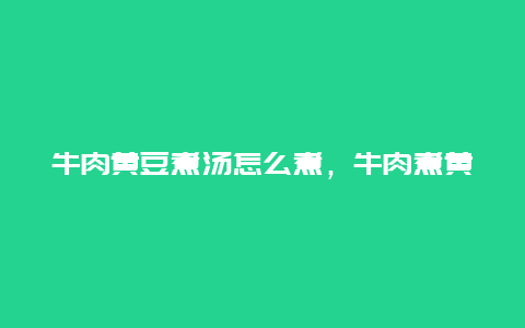 牛肉黄豆煮汤怎么煮，牛肉煮黄豆汤可以吗?