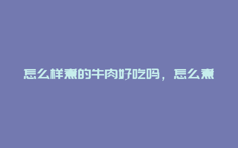 怎么样煮的牛肉好吃吗，怎么煮牛肉才好吃?