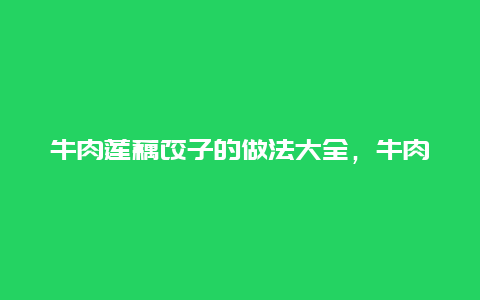 牛肉莲藕饺子的做法大全，牛肉莲藕水饺的做法