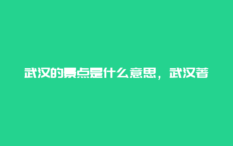 武汉的景点是什么意思，武汉著名景点是什么