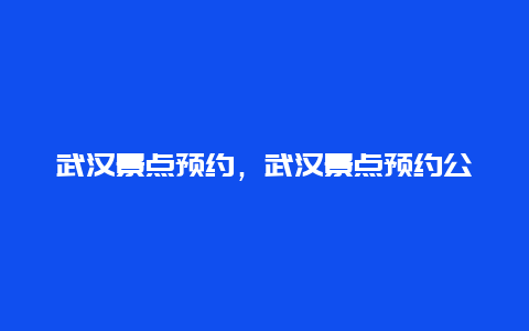 武汉景点预约，武汉景点预约公众号