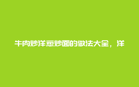 牛肉炒洋葱炒面的做法大全，洋葱肉炒面的做法大全家常