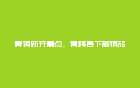 黄梅新开景点，黄梅县下新镇旅游景点