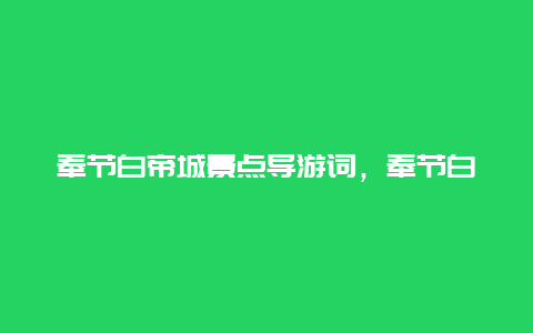 奉节白帝城景点导游词，奉节白帝城作文导游词400字