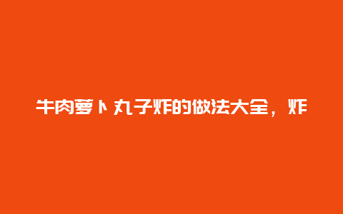 牛肉萝卜丸子炸的做法大全，炸牛肉萝卜丸子怎么做好吃