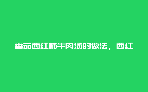 番茄西红柿牛肉汤的做法，西红柿牛肉汤的做法最正宗的做法