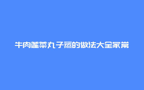 牛肉莲菜丸子蒸的做法大全家常做法大全，素菜蒸丸子的家常做法大全家常