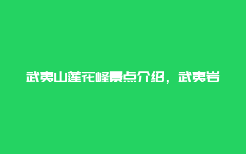 武夷山莲花峰景点介绍，武夷岩茶莲花峰