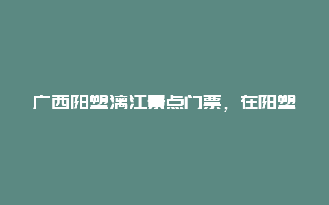 广西阳塑漓江景点门票，在阳塑怎样游漓江