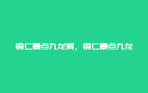 铜仁景点九龙洞，铜仁景点九龙洞简介