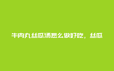 牛肉丸丝瓜汤怎么做好吃，丝瓜牛肉丸子汤的做法大全