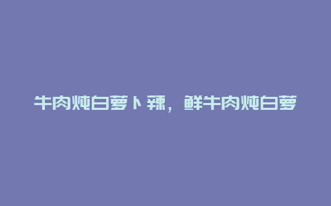 牛肉炖白萝卜辣，鲜牛肉炖白萝卜的做法