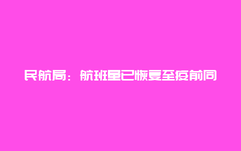 民航局：航班量已恢复至疫前同期的96%左右