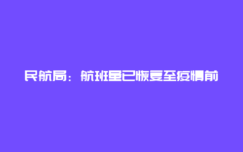 民航局：航班量已恢复至疫情前96%左右！中美直航将执行每周24班