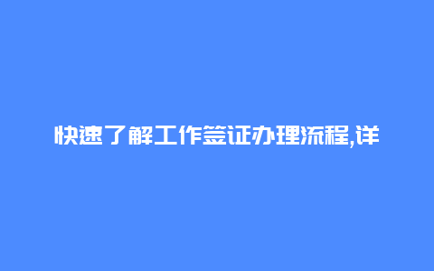 快速了解工作签证办理流程,详尽指南和步骤解析