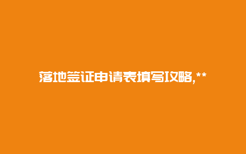 落地签证申请表填写攻略,***理签证省时省力