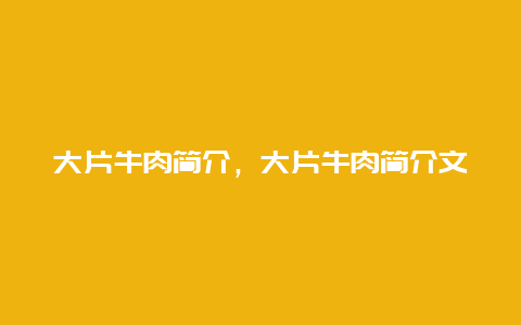 大片牛肉简介，大片牛肉简介文案