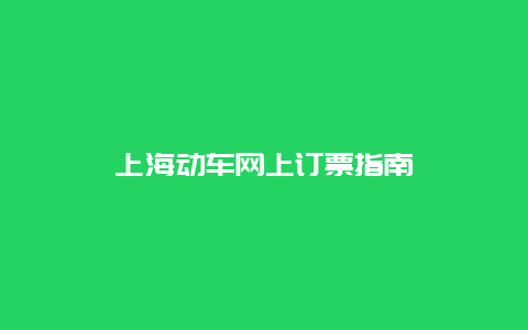 上海动车网上订票指南