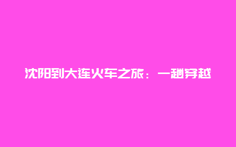 沈阳到大连火车之旅：一趟穿越城市间的文化之旅