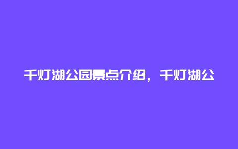 千灯湖公园景点介绍，千灯湖公园占地面积