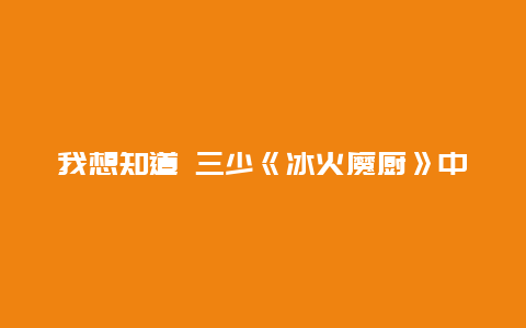 我想知道 三少《冰火魔厨》中的手法和刀法 要全的