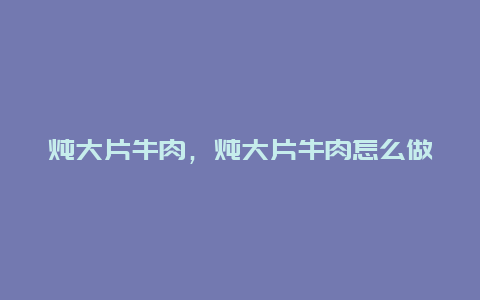 炖大片牛肉，炖大片牛肉怎么做