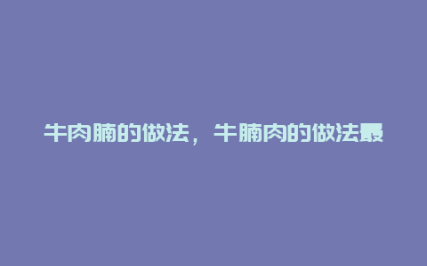 牛肉腩的做法，牛腩肉的做法最正宗的做法