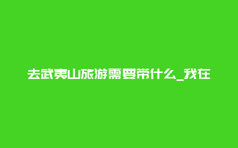 去武夷山旅游需要带什么_我在武夷山旅游，想带一些特产回去，买茶好不？