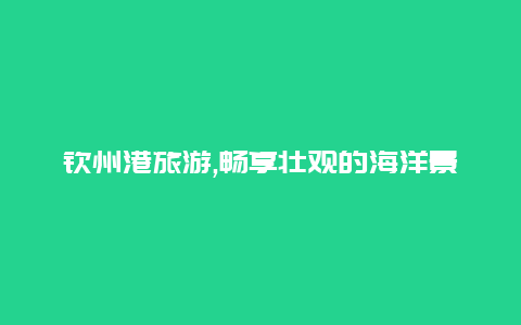 钦州港旅游,畅享壮观的海洋景色和丰富多彩的海上活动