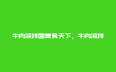 牛肉凉拌面美食天下，牛肉凉拌面的做法大全