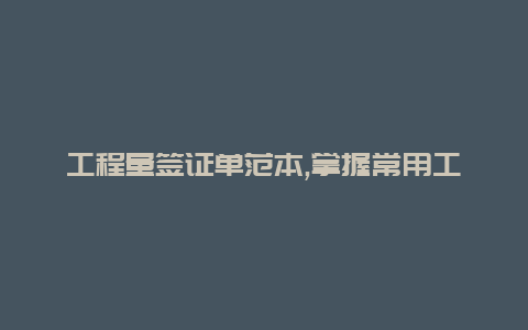 工程量签证单范本,掌握常用工程量签证表格高效管理工程项目