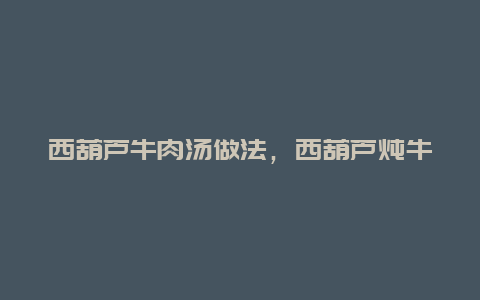 西葫芦牛肉汤做法，西葫芦炖牛肉的做法