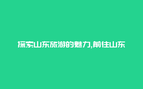 探索山东旅游的魅力,前往山东旅游咨询网获取最新资讯