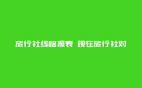 旅行社线路报表 现在旅行社对旅游管理内部系统的依赖性高吗？