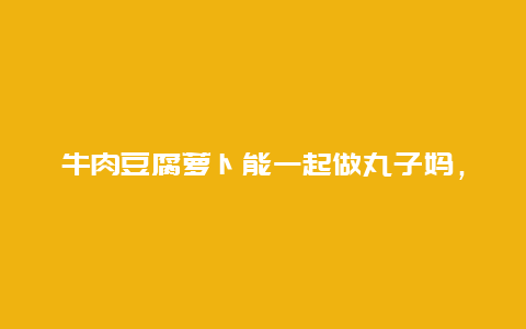 牛肉豆腐萝卜能一起做丸子妈，牛肉萝卜豆腐丸子的做法