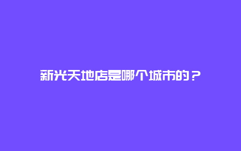 新光天地店是哪个城市的？