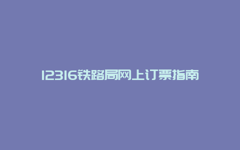 12316铁路局网上订票指南