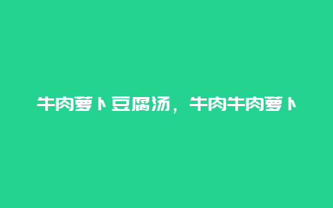 牛肉萝卜豆腐汤，牛肉牛肉萝卜汤