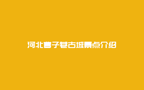 河北曹子巷古城景点介绍