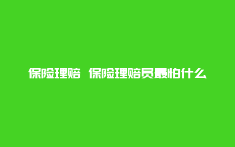 保险理赔 保险理赔员最怕什么