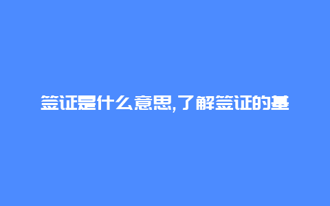 签证是什么意思,了解签证的基本概念和作用